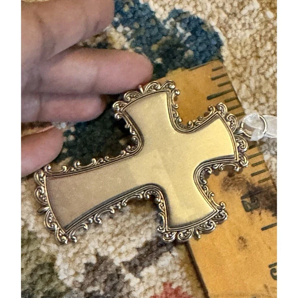 SPARKLE & SHINE CROSS ORNAMENT Ganz Prayers Go Up Blessings Come Down Religious